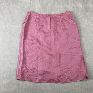 UN JOUR AILLEURS Skirt Women 8 Pink Linen A-Line Pockets Casual Costal Lagenlook